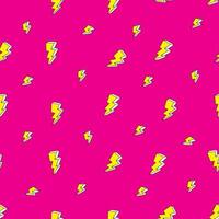 Lightning in the pink sky, youth seamless pattern. Cool background printing of trendy fabric, casual clothes, wrapping paper. vector