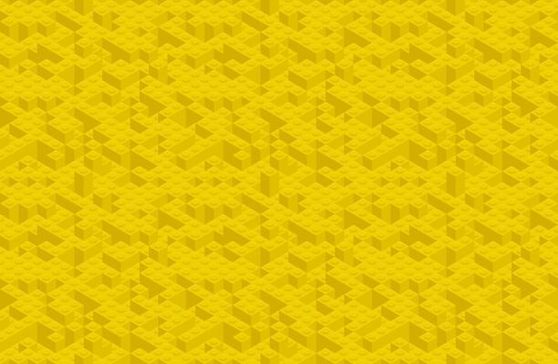 Plastic constructor game seamless pattern. toy brick texture background. Perspective flat design for paper or fabric print.