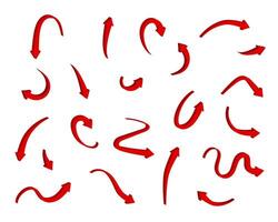 Red arrow icon indicating different direction. A set icons isolated on a white background for website banners ads and design elements. vector