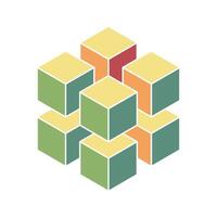 Cube logo, geometric design. Box logotype company, trendy techno emblem in isometric 3D style. vector