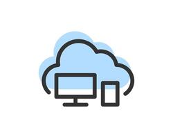 Cloud Storage And Data Transfer Icon. Computing Service And Network Related Line Icons. Database And Server, Cyber Security, Digital Transformation. vector