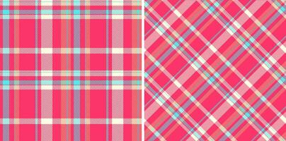 Check textile of seamless tartan plaid with a pattern fabric background texture. Set in rainbow colors for vogue fashion trends in the season. vector