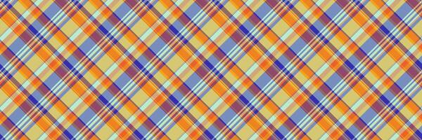 Romantic pattern tartan fabric, preppy texture background. Latin check plaid textile seamless in orange and blue colors. vector