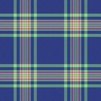 Striped plaid texture, blanket seamless fabric textile. Napkin tartan background check pattern in blue and green colors. vector