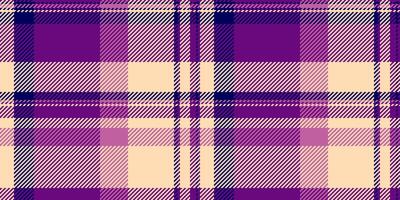 Pure background textile texture, repetition check seamless. Mosaic fabric plaid pattern tartan in peach puff and purple colors. vector