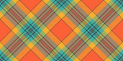 Dining room plaid texture fabric, suite seamless tartan textile. Popular pattern background check in red and teal colors. vector