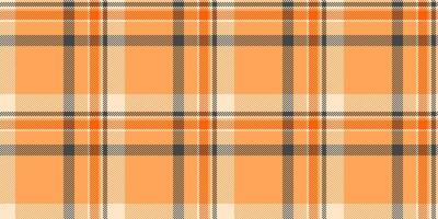 Holiday pattern texture seamless, satin tartan textile. 1970s plaid fabric background check in orange and bisque colors. vector