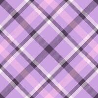 Workshop fabric background seamless, old texture plaid . Romantic textile check tartan pattern in light and purple colors. vector