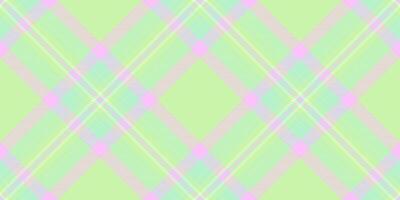 Trend textile check texture, mexico pattern background tartan. Real seamless plaid fabric in light and green colors. vector