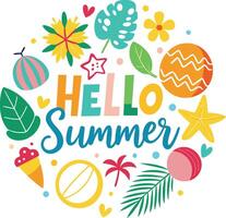 Summer background with the words hello summer on it vector