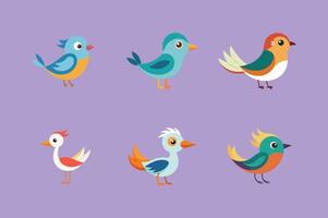 Cute Bird Color Illustration Bundle - Icons, Logos, and Clipart vector