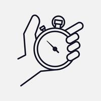 Clock and Hand Icon for Precise Stopwatch Functionality vector
