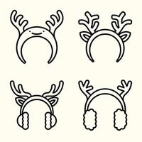 Four different reindeer headbands with earmuffs vector