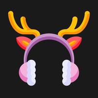 A cartoon deer head with ear muffs and antlers vector