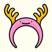 A pink deer head with horns and a smile vector