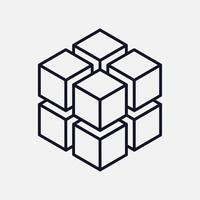 Multidimensional Data Cube and Big Data Network Icon vector