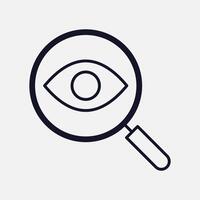 Eye and Magnifying Glass Icon for Search and Audit vector