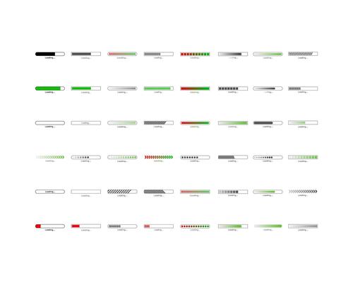 Collection Loading bar status icon. illustration. Set of loaded icons. Download progress. Donload or Upload.