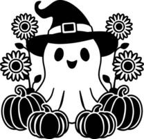 Ghost in Witch Hat vector