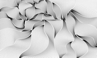 line art abstract wavy background black and white line vector