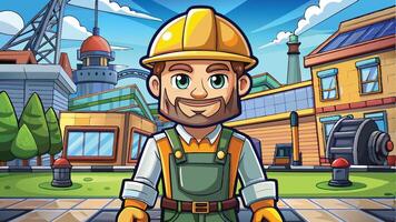 Drawing of worker with a hat vector