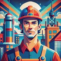 Flat Artwork of a worker vector