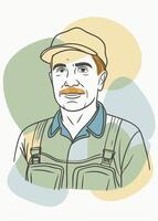 Artwork of a worker in color blobs vector