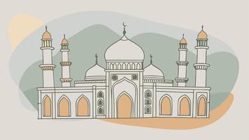 Artwork of mosque in color blobs vector