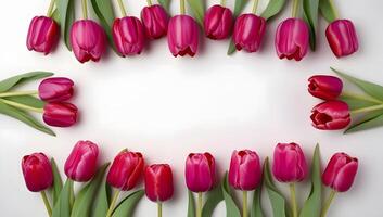 Vibrant Tulips Isolated in Minimalist White with empty space for copy writing photo