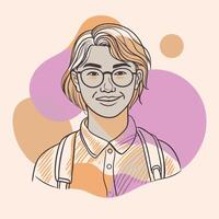 Artwork of girl student in color blobs vector