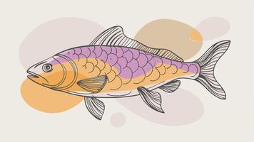 Artwork of fish in color blobs vector
