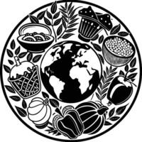 a circle of fruits and nuts with a design that says earth vector
