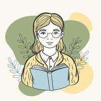 Artwork of student reading a book vector