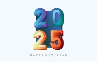 2025 happy new year with 3d gradient style vector