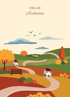 autumn background with road natural scene vector