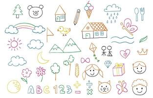 cute scribble element object with bear and tree vector