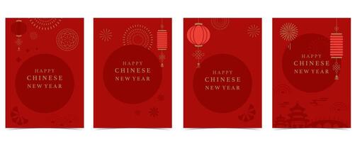 Luxury Happy Chinese New Year on red background vector
