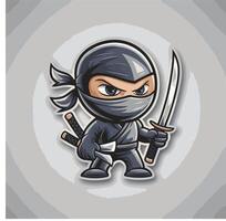 ninja design character illustration on silver background vector