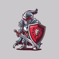 knight hold sword and shield vector