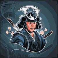 samurai close up design character illustration vector
