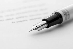 Elegant fountain pen lying on a letter waiting to be used photo