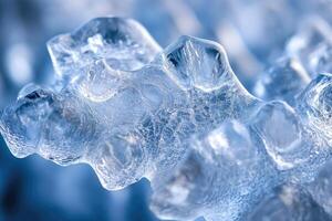 Close-up of ice formation showing texture and bubbles photo