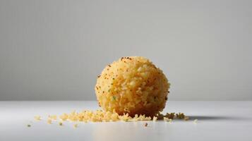 Rice ball on a white background with copy space for text. photo