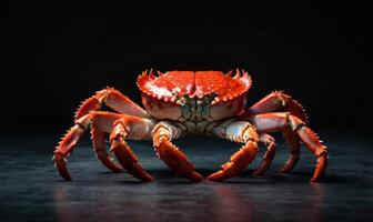 Red crab on a black background. Close up. Selective focus. photo