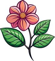 a flower with leaves and a stem vector