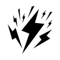 Set of electric lightning, thunder bolt in doodle style. isolated on white background vector
