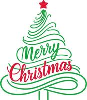 Illustration of a stylized Christmas tree made entirely of elegant, looping lines. vector