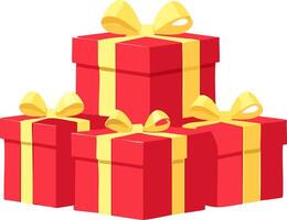 Illustration featuring red color gift boxes in a simple, cartoonish style. vector
