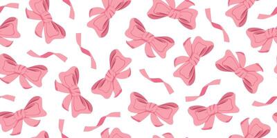 seamless pattern with pink bows and ribbons. Delicate image for wallpaper, and packaging on a white background. Ballet style. vector