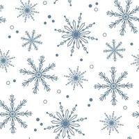 seamless pattern with different snowflakes. New Year and Christmas winter background with snowfall. vector
